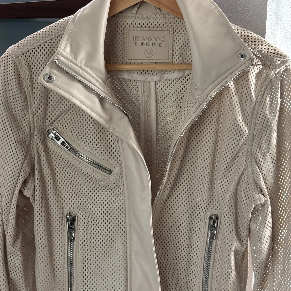 Blank NYC Faux Leather Moto Jacket - Cream / Beige Size XS - Picture 6 of 14